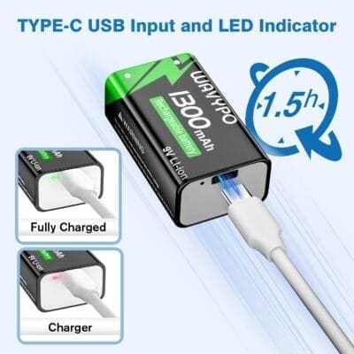 9v long life heavy duty battery recharge in 1.5 hour
